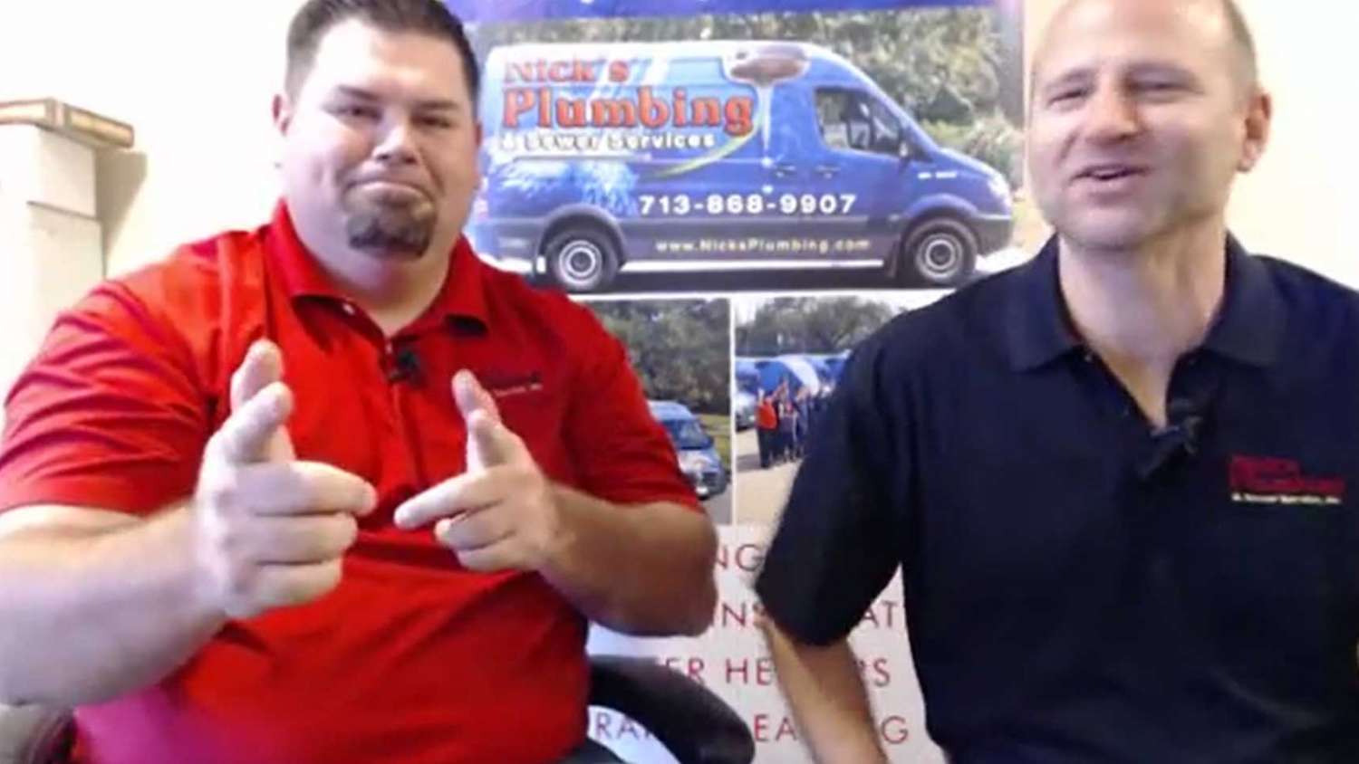 Two of Nick's Plumbing Experts in Houston Talking and Laughing