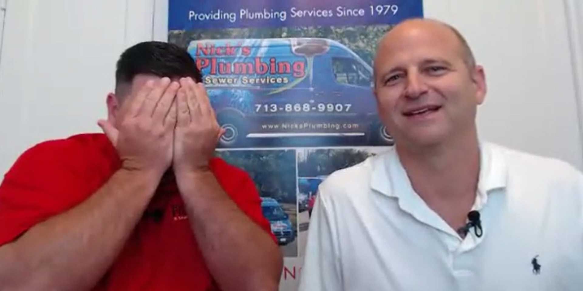 Two of Nick's Plumbing Experts in Houston Talking and Laughing
