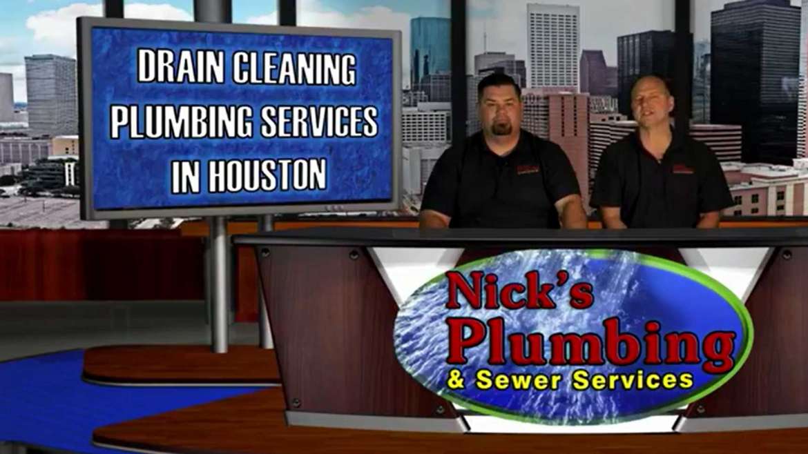 Two Experts Sitting at a News Desk in Houston Discuss Drain Cleaning