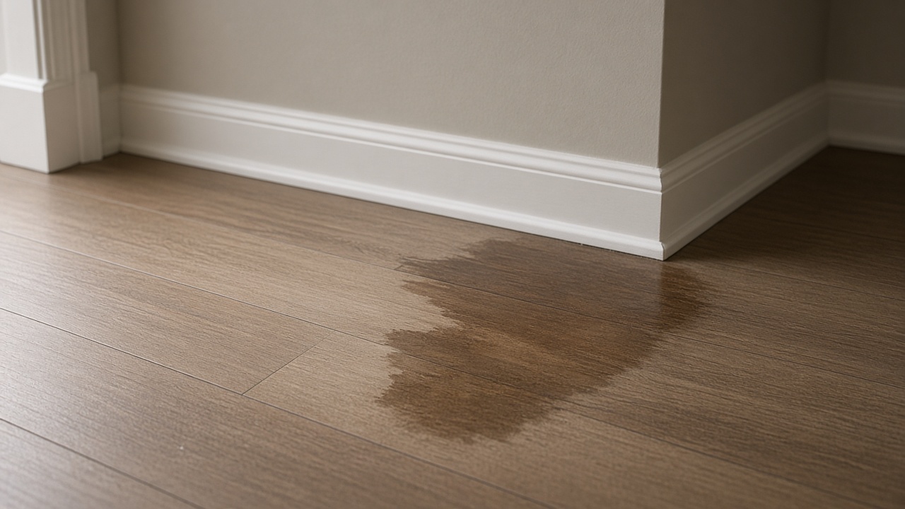 Houston homeowner noticing a warm damp spot on residential flooring that may signal a slab leak