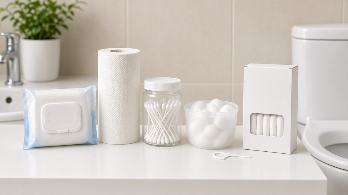 Wipes, paper towels, cotton swabs, and other items that should not be flushed