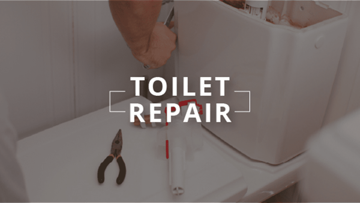 Person repairing a toilet