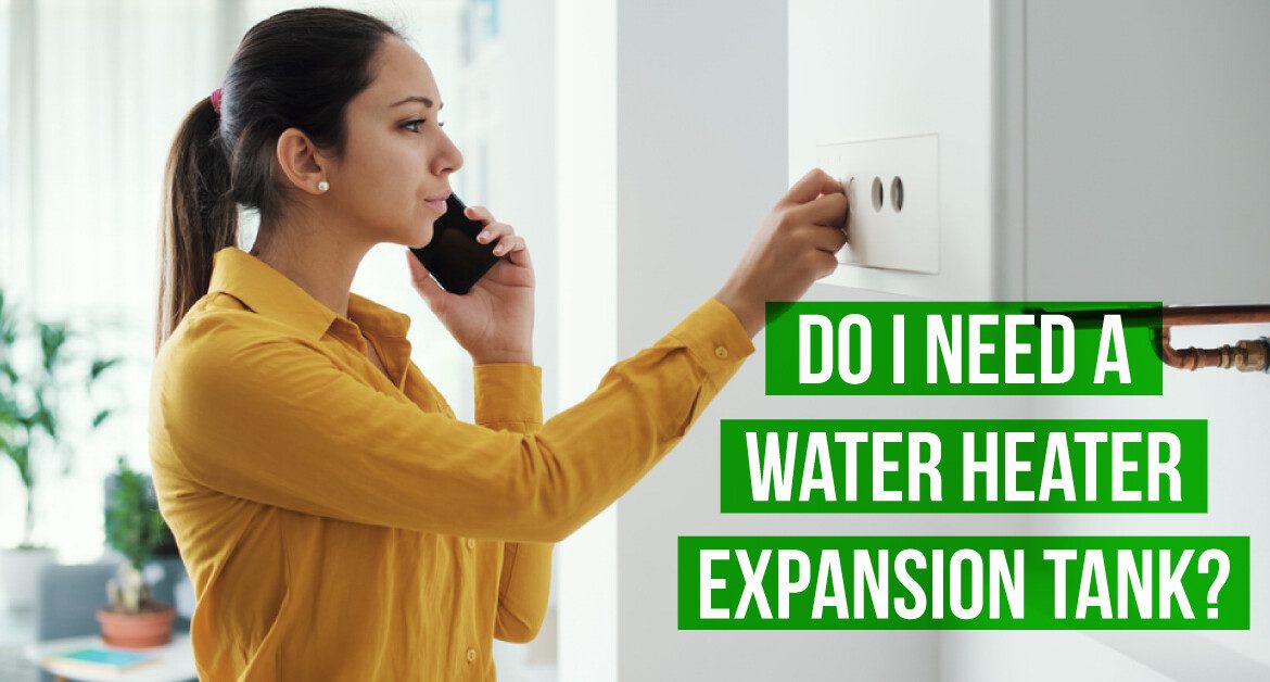 Woman Looking at a Water Heater While Talking on the Phone