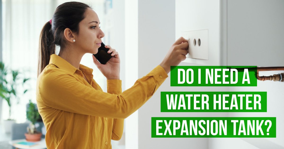 Woman Looking at a Water Heater While Talking on the Phone